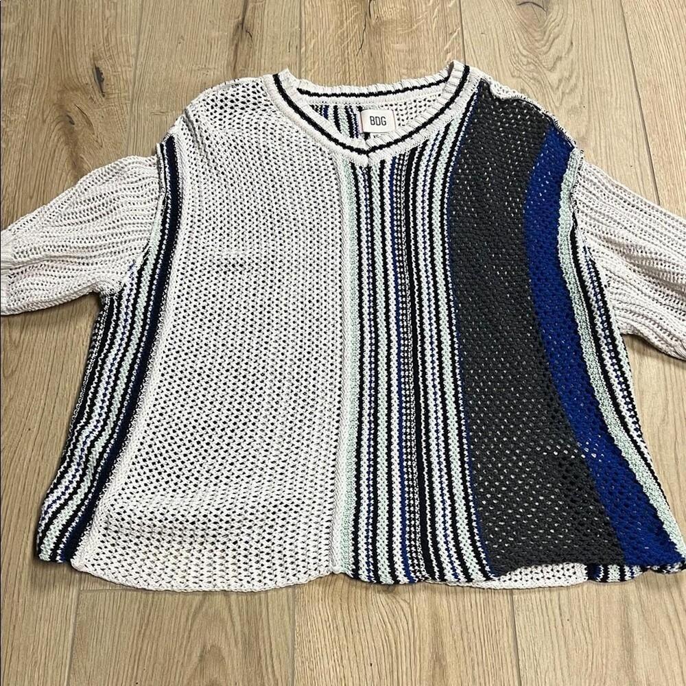 Urban Outfitters Black and Blue Striped Sweater